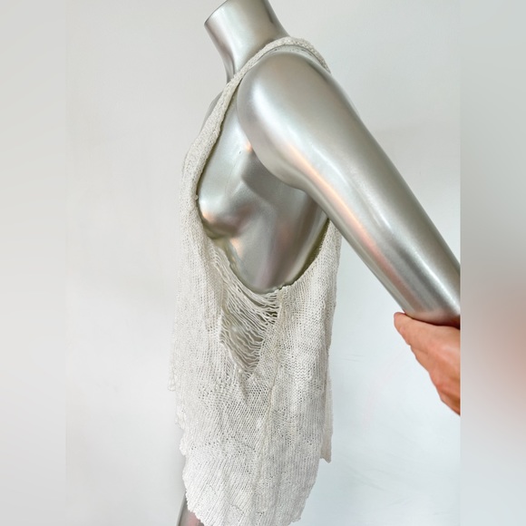 VICI dolls woven distressed knit tank top Ivory large - Picture 3 of 12